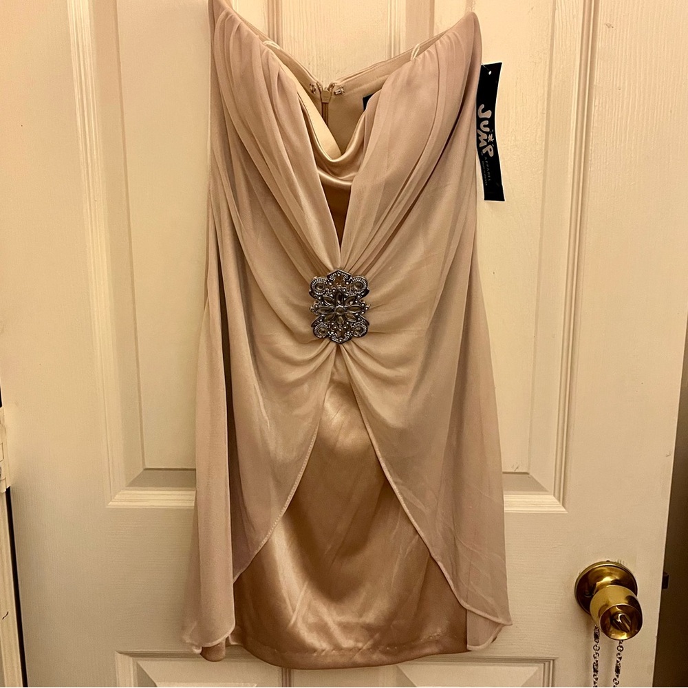 JUMP APPAREL Strapless Rhinestone Silky Knit Party Dress 7/8 NWT $79 Dillards